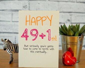 Funny 50th Happy Birthday Card for him for her 50 birthday