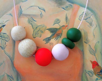 Handmade Polymer Clay Necklace - El Salvador Collection - Six Bead Blush