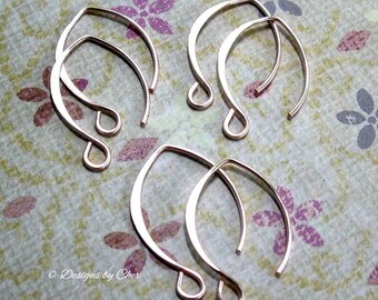 Handmade Rose Gold Almond Earwires, 20ga Artistic Wire (3pr) Jewelry Components, MTO Earring Findings