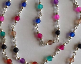 55cm of chain/beads 4mm multicolor frosted glass