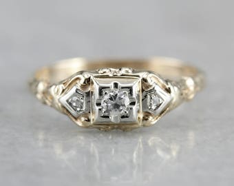 1930's Diamond Ring, Vintage Diamond Ring, Retro Era Ring, Anniversary Ring CPF65P01-P