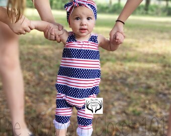 4th Of July Romper,Red White and Blue Romper,Baby Romper,Girls Romper,Baby Girl Romper,Kids Romper,Girls Clothes,Baby Clothes,4th Of July