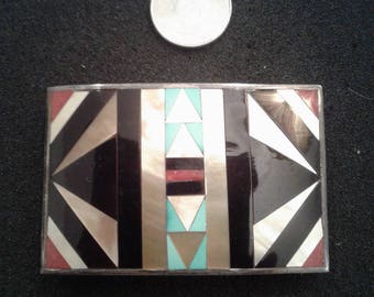 Silver buckle with inlay