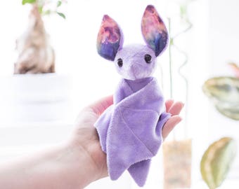Purple Galaxy Bat Stuffed Animal Plush Toy, Bat Plushie, Softie
