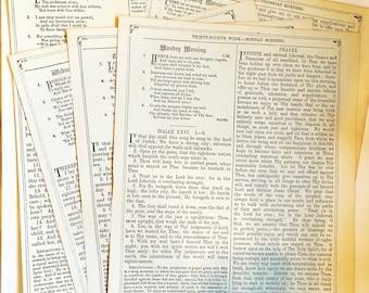 Prayer Book Pages, 1899 Large Bible Ephemera for framing or use in art journals, scrapbooks