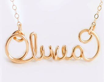 Name Necklace -Custom Silver Necklace, Gold Name Necklace, Personalized Name Necklace, Wire Necklace, Personalized Necklace, Custom Necklace