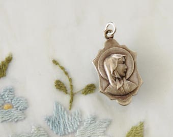 Vintage Mary Our Lady of Lourdes & Bernadette at the Grotto Medal from France