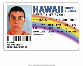 Plastic ID Card (TV & Film Prop) - McLovin SUPERBAD Drivers License Replica