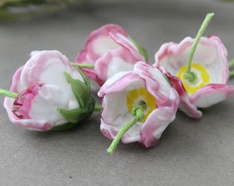 Lampwork Flower Beads, 1 pc Lampwork Glass Flower, Floral Lampwork Beads, Glass Flower Beads, Lampwork Flower, Glass Flower