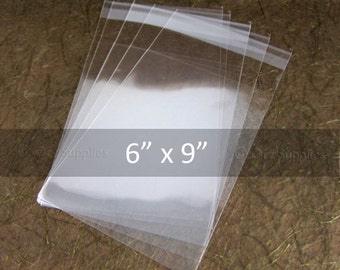 Clear Cello bags, Wedding Favor Bags, jewelry packaging, cookie bags, candy bags, self adhesive bags, resealable bags, 100 pcs 6" x 9"