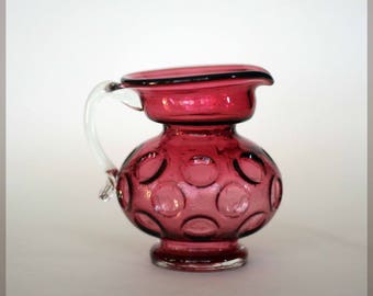 vintage fenton cranberry glass pitcher