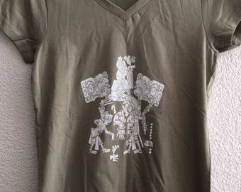 Maya women t-shirt. Cotton, screenprint. Size S