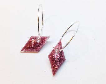 Pink Diamond Jewel Hoop Earrings