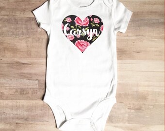 personalized baby bodysuit, monogram baby gift, baby girl coming home outfit, initial baby outfit, infant girl clothes, newborn photo outfit