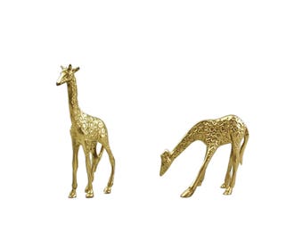 Vintage Brass Giraffe Figurine, Mid Century, Brass Figurine, Giraffe Figurine, Brass Giraffe, Giraffe, Brass, Brass Decor, Nursery Decor