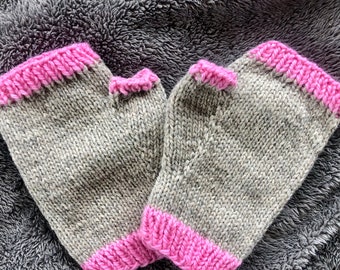 Knit fingerless gloves * fingerless mittens * womens * handmade * knit * striped * wool * wool blend