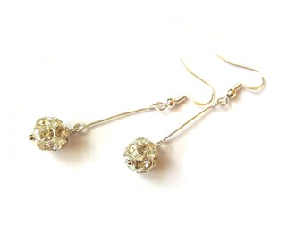 Bridesmaid crystal drop earrings Minimalist crystal earrings Crystal ball earrings Dangle crystal earrings for bridesmaids Under 20 dollars