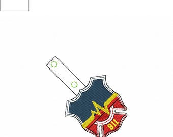 911 Dispatcher - POLICE - FIRE Department - Law Enforcement - In The Hoop - Snap/Rivet Key Fob - DIGITAL Embroidery Design