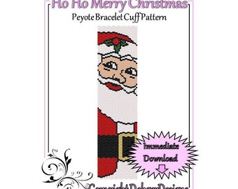 Bead Pattern Peyote(Bracelet Cuff)-Ho Ho Merry Christmas