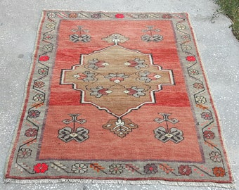 Vintage Oushak Rug, Turkish Rug,Turkish Oushak Rug,Oushak Rug,Wool on Rug,Vintage Rug,Knotted Rug,Rugs,Area Rug,2'9×3'9feet-91×119 cm