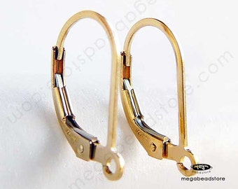 14K Gold Filled Plain Lever Back Ear Wires Open Loop Earwires F424GF