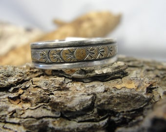 Rustic Sterling Silver and 12K GF Ring U.S. Size 10