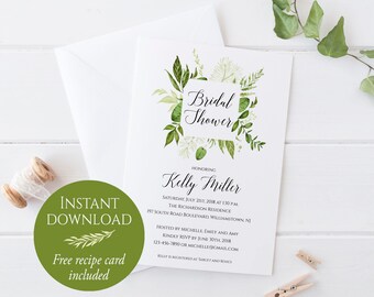 bridal shower invitation instant download bridal shower