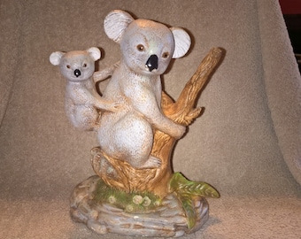Vintage Ceramic Koala Bear with Baby Figurine
