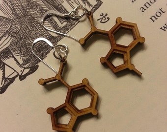Laser Cut Adenine DNA Nucleobase Molecule Earrings - Chemistry Earrings - Nerdy Gift for Her