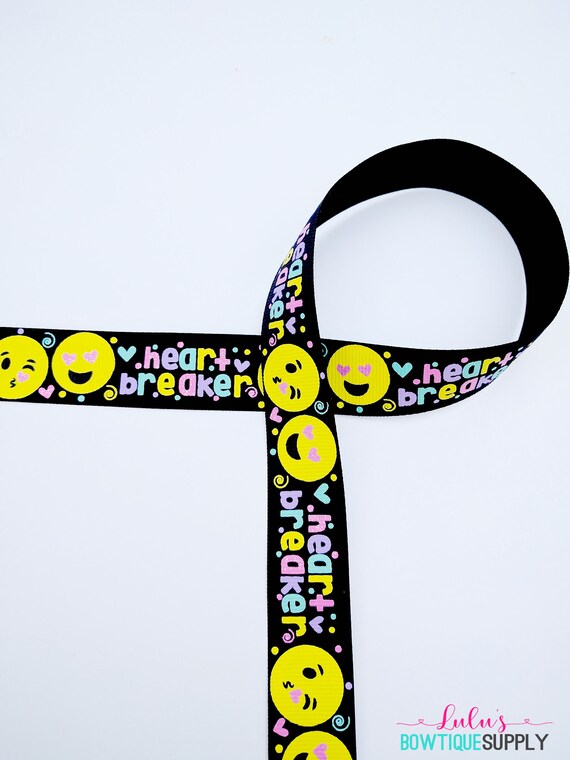 Items similar to Printed Ribbon 7/8 Emoji Ribbon, Heart Breaker on