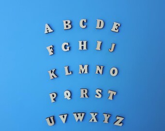 Unfinished Wooden Letters, Small Craft Letters, Set Of 26 UPPERCASE Letters, Complete English Alphabet, Mini Wood Letters, A-Z Letters Set
