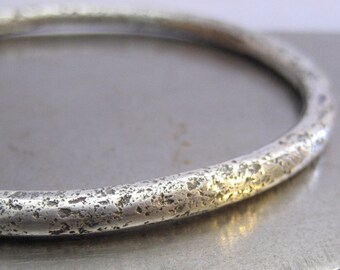 Chunky Wabi Sabi Sterling Silver Bangle Bracelet