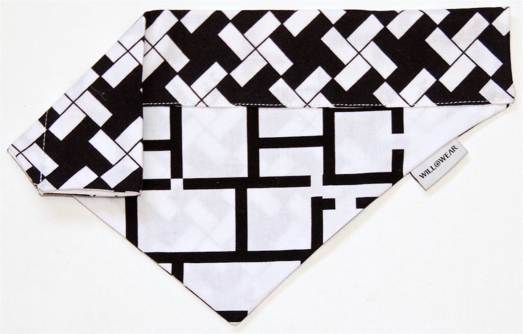 Dog Bandana Black and White Dog Bandana Over The Collar Dog