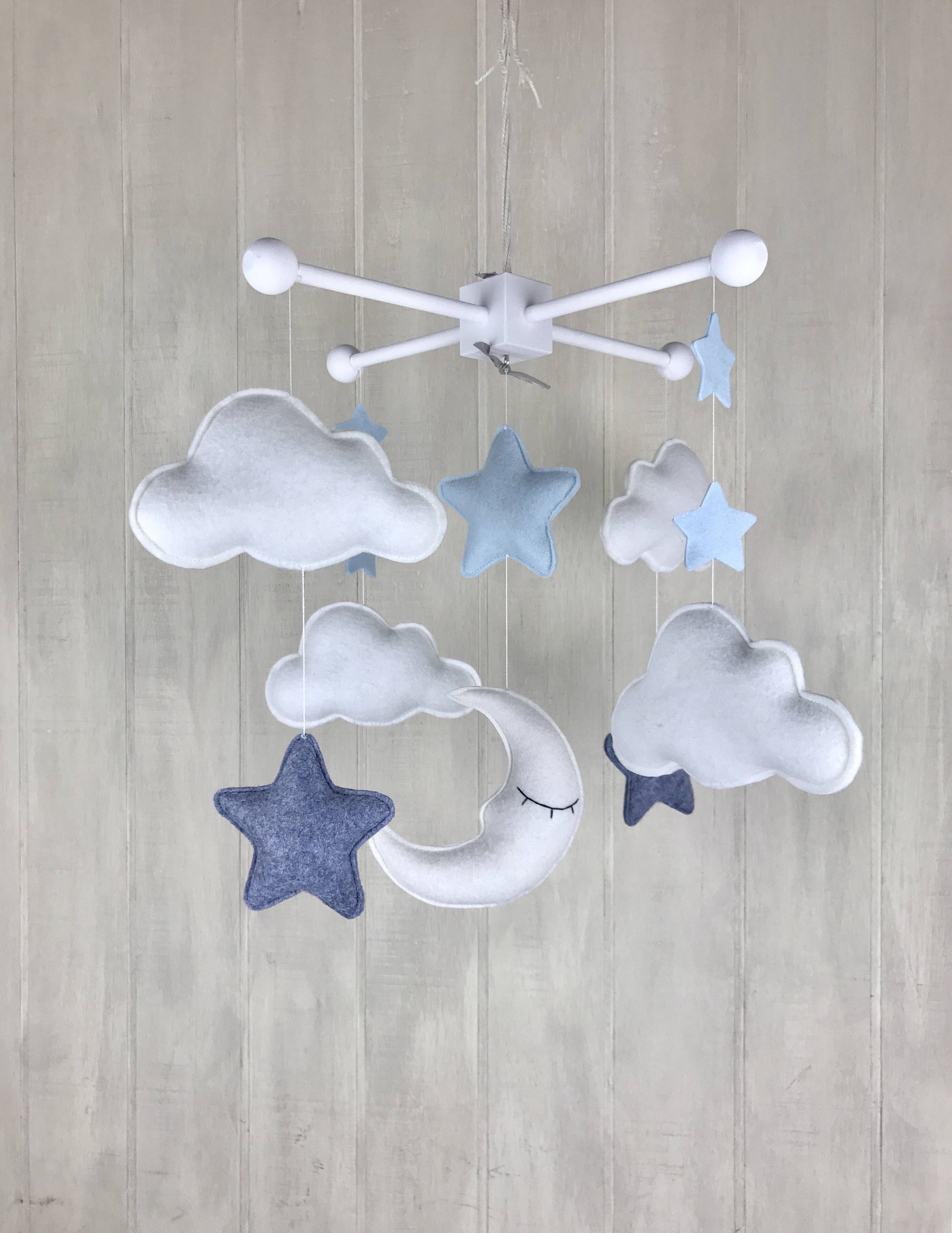 Cloud mobile moon mobile sleeping moon star baby mobile