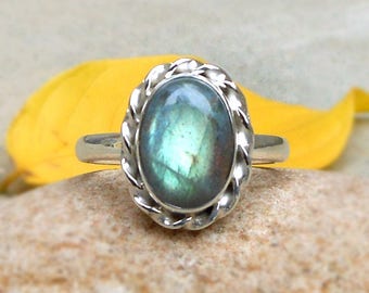Labradorite Ring 925 Silver Ring Labradorite Jewelry Gift Jewelry Handcrafted Gemstone Ring Oval Labradorite Ring size 4 5 6 7 8 9 10 11 12