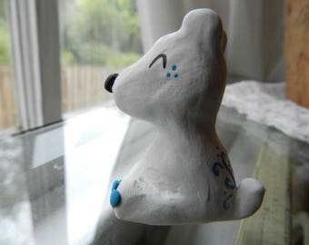 Winter Polar Bear Clay Figurine, Handcrafted from Top Quality Polymer Clay