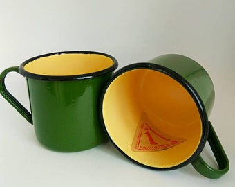 Enamel mugs Camping mugs Coffee mug Mountain mugs Enamelware soldier mugs Soviet Army Adventure mug Enamel Cup Vintage enamelware Green