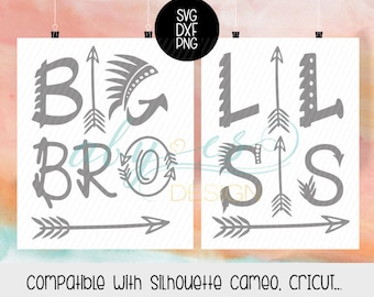 Big Bro, Lil Sis SVG, tribial SVG, Boho Svg, DXF, Png, cut files, Cricut, Silhouette, cameo, arrow svg, Big Brother Little Sister