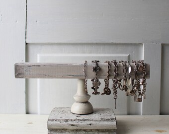 Weathered Gray Bracelet Holder - Architectural Salvage - Gray Bracelet Display with Square Bar - Quantities Available Ready to Ship