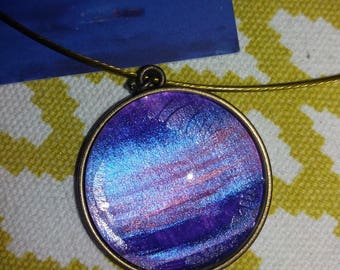 Cable necklace and one purple pendant
