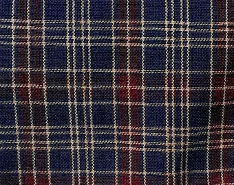 Blue Red plaid cotton fabric by the yard