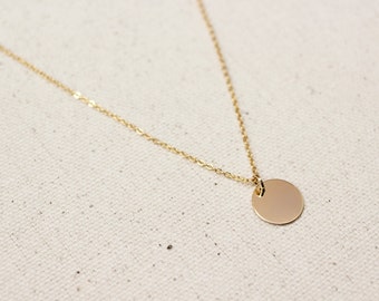Dainty Gold Coin Necklace / Gold Disc Necklace / Gold Layering Necklace / Bridesmaid Necklace / Bridal Jewelry