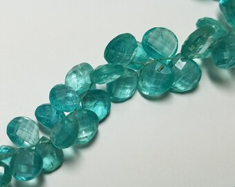 Seafoam Apatite Faceted Heart Briolette Beads 6mm - 10mm