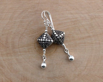 Balinese Sterling Silver Earrings, Bali Silver Dangles, Bali Silver Earrings, Bali Jewelry, Balinese Silver Dangle Earrings