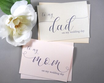Set of 2, To My MOM on my Wedding Day Card, To My DAD on my Wedding Day Card, Mother of the Bride Card, Father of the Bride Card