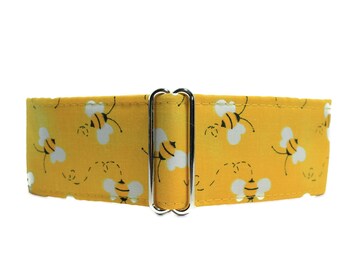 Bumble Bee Martingale Collar, 2 Inch Martingale Collar, Bumble Bee Dog Collar, Yellow Dog Collar, Greyhound Collar, Sighthound Collar