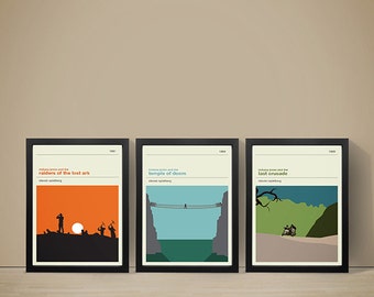 INDIANA JONES Inspired Movie Posters - Set of Prints, Movie Prints, Film Poster, Indiana Jones Poster, Retro Poster