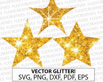 Gold Glitter stars SVG, Clipart, Cut File, star svg, Vector Glitter Gold stars Cricut svg, png, DXF, pdf, EPS #vc-52