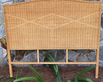 Vintage Wicker Headboard, Queen Size, Bed Room Furniture,