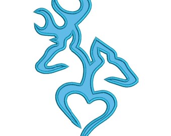 Buck Deer Heart Applique Design 3 sizes instant download